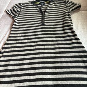 Chaps Black and Gray Striped Tee